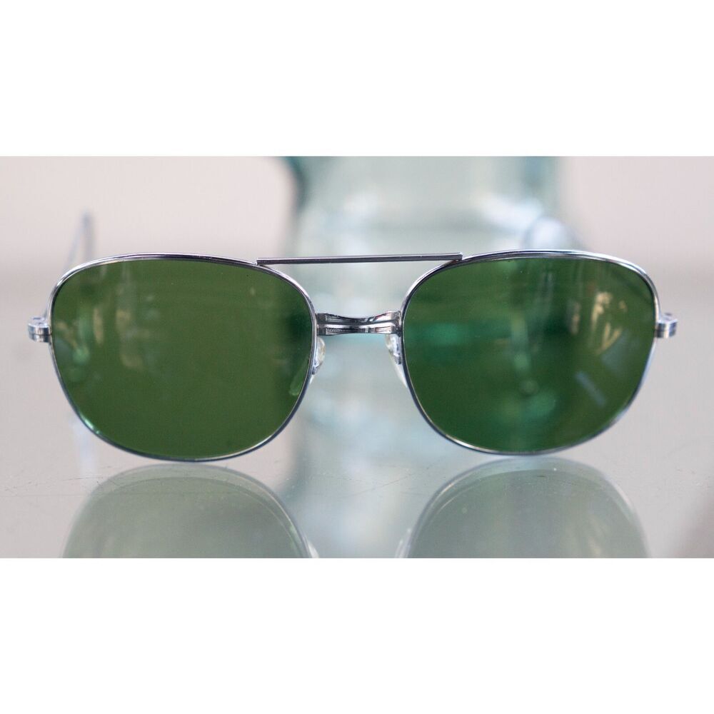 Vintage USAF United States Air Force Aviator Sunglasses Silver Wrap Around Rare
